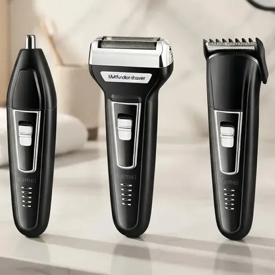 Máquina de Cortar Cabelo 3 em 1 Aparador de Pelos Nariz e Orelhas Kemei KM-6558