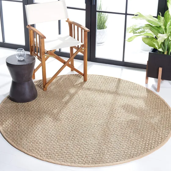 Alfombra De Fibras Naturales Trenzada 1.52 X 2.44 M Beige