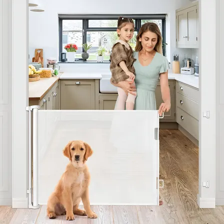 Portão Retrátil 150cm Segurança Bebê Pet Cercadinho Branco