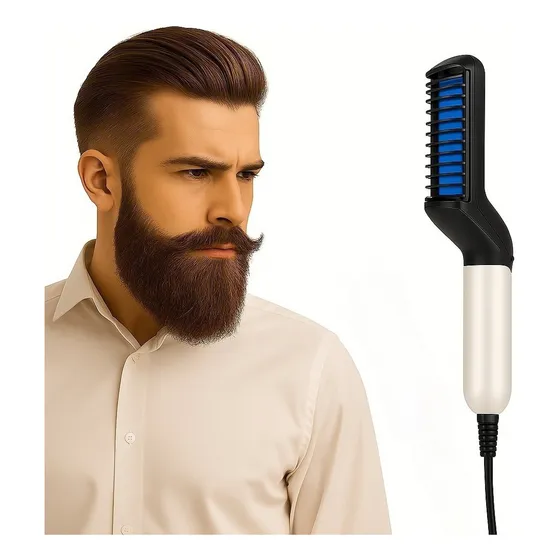 Pente Elétrico Modelador Chapinha Barba Cabelo Masculino 