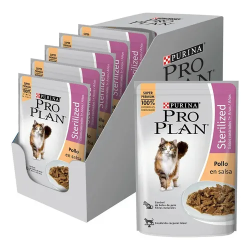 Pouch Pro Plan Gato Adulto Esterilizado Sabor Pollo 15 X 85g