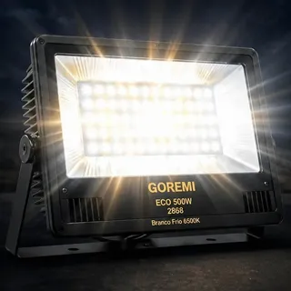 Refletor Led 500w Goremi Eco Bivolt Prova D'água 85-265v Preto Branco-frio