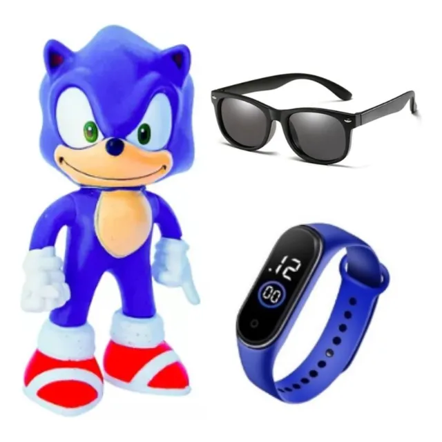 Relógio Digital+oculos+boneco Personagem Brinquedo Infantil