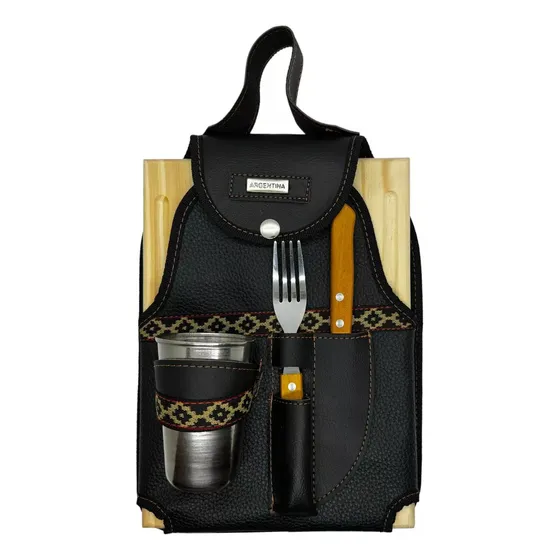 Juego De Asado Completo Estuche Tablita Vaso Cubiertos