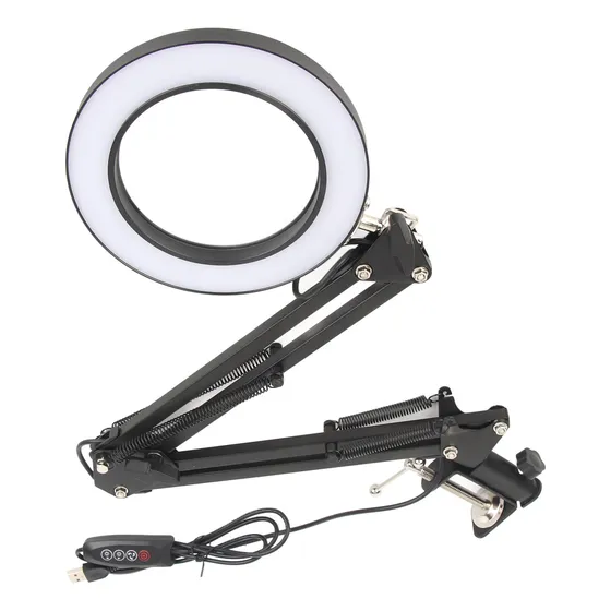 Lupa Con Lupa Led De Escritorio Ajustable, 10 Aumentos, Con