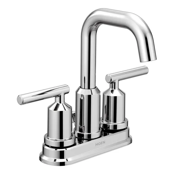 Grifo De Baño Moderno Cromado Dos Asas Con Drenaje