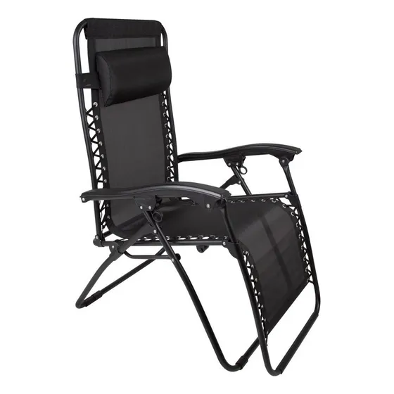 Cadeira De Praia Reclinavel Trançada Mor 120 Kg Deitar Cor Preto