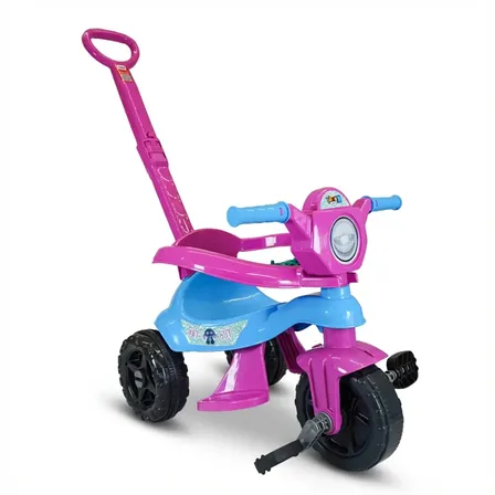 Triciclo Velotrol De Passeio E Pedal Infantil 3 Em 1 Kemotoca Protetor E Suporte Para Os Pés Rosa