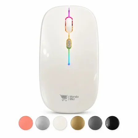 Mouse Inalámbrico MKT Recargable y Silencioso con RGB para PC y Mac