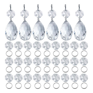 12 Prismas De Araña De Cristal Transparente Con 60 Anillos D 12 Prismas De Araña De Cristal Transparente Con 60 Anillos D