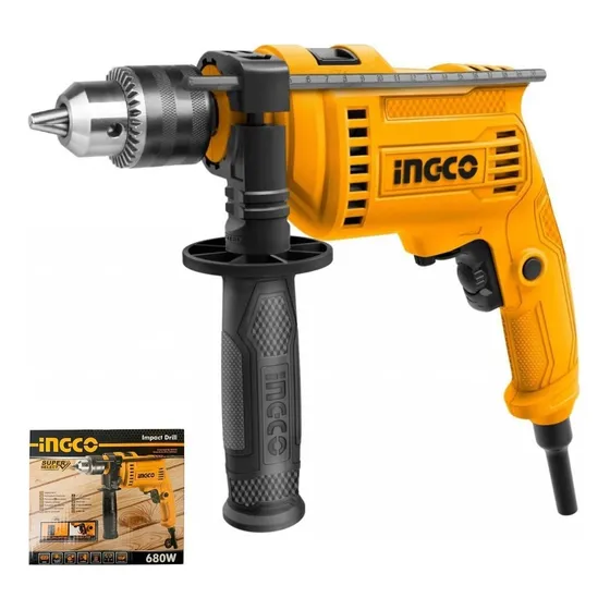Taladro Percutor 680w Profesional Ingco Concreto Madera Rack Color Amarillo Frecuencia 50 Hz/60 Hz