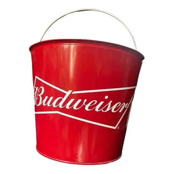 Balde Cubeta Redonda Hielera Cerveza Budweiser Bud Agarrader