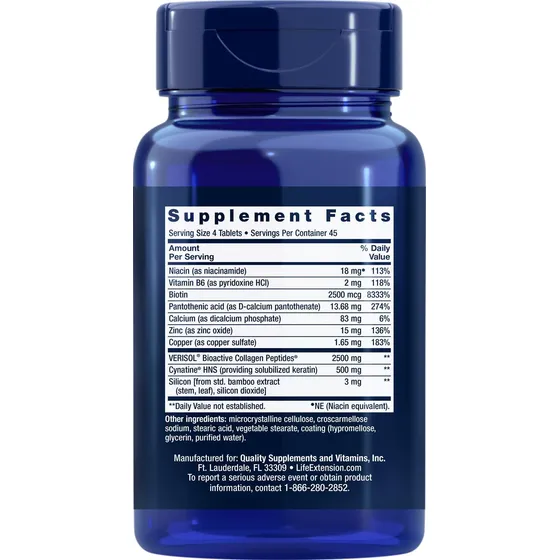 Fórmula Life Extension Para Cabello, Piel Y Uñas Con Plus,