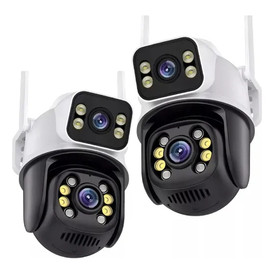 Kit 2 Câmera De Segurança Smart Wi-fi Ip66 Dupla Lente 360