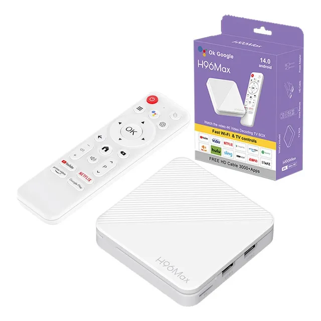 Tvbox Android Voz Inteligente Hd 4k Dispositivo De Streaming Color Blanco Tipo De Control Remoto De Voz