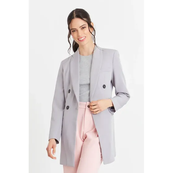 Blazer Cuello Cruzado Gris Nicopoly