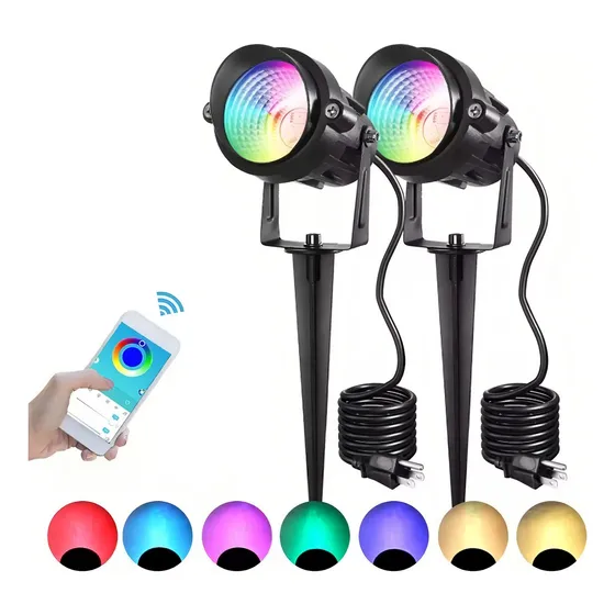 Lamparas Leds Para Jardin Luz Remoto 20 Modos Rgb 15w 2 Pzas