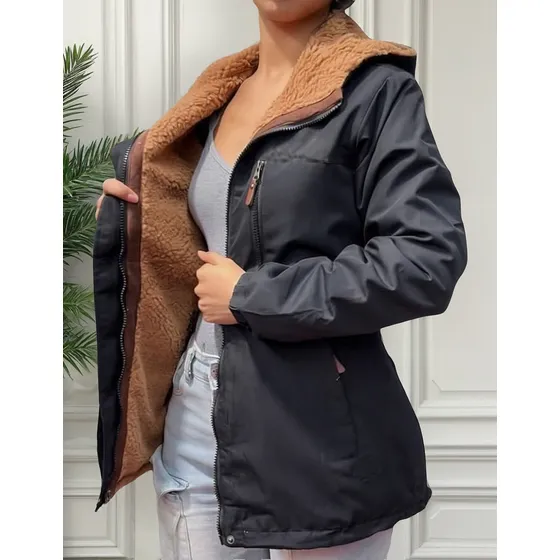 Parka Lisa Reversible Impermeable: Comodidad, Calor Y Estilo