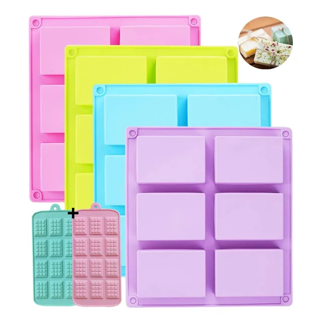 6 Molde Silicon Rectangulares 6 Cavidades Jabones,repostería
