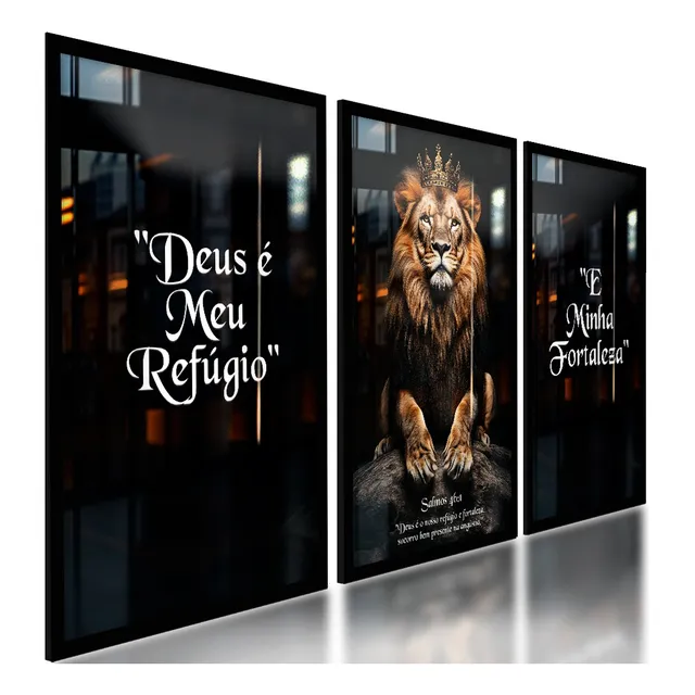 Quadros Decorativos Leão De Judá Coroa Rei Dos Reis 122x60