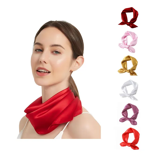 Mascada De Color Sólido Lizo Para Mujer, Pañuelo Tipo Seda