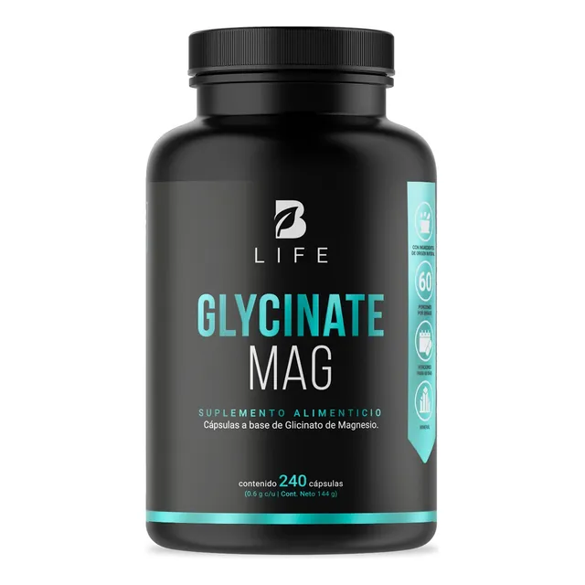Glicinato De Magnesio 408mg De 240 Cápsulas. B Life Sabor Sin sabor