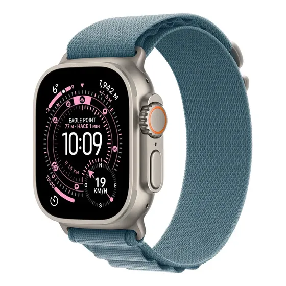 Apple Watch Ultra 3 GPS + Cellular - Caixa Natural de Titânio 49 mm - Pulseira Loop Alpina Azul-clara P