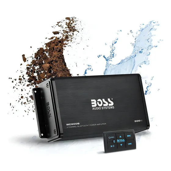 Boss Audio Systems MC900B 500w amplificador marino 4 canales resistente a la intemperie bluetooth para atv utv barco