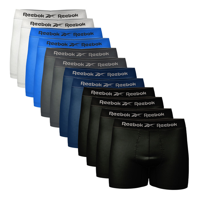 Kit 12 Cuecas Boxer Reebok Sem Costura Adulto Masculino Kit 12 Cuecas Boxer Reebok Sem Costura Adulto Masculino