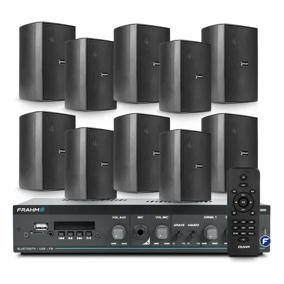 Kit Som Ambiente Area Externa Slim 1600 Bt + 10 Caixas Ps200