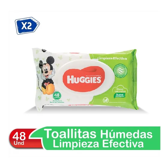 Toallitas Húmedas Huggies Limpieza Efectiva Con Tapa 48 Und