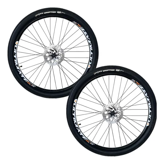Par Roda Aro 29 Bike C/ Disco Blocagem Pneu E Camara Mtb Cor Preto