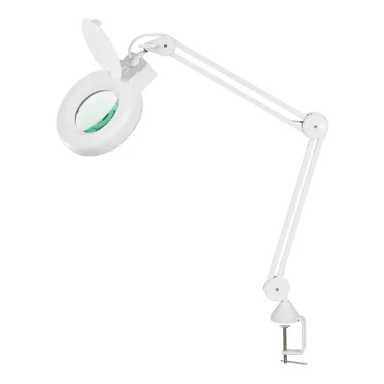 Lupa Luminária Led 8d Bivolt Eletrônica Hl-500 Solver Com Fixação Para Bancadas / Macas / Mesas 48leds 6w Bivolt