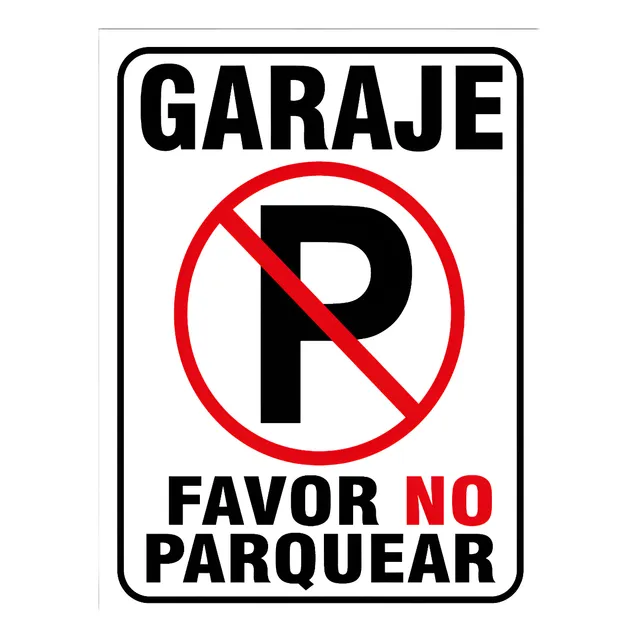 Aviso Letrero Plástico Prohibido Parquear 20x15cm Reflectivo