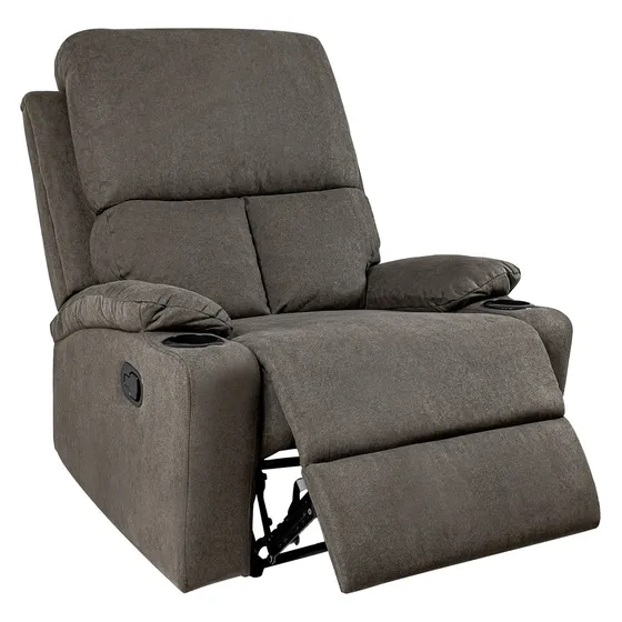 Sillón Reposet Reclinable Moderno Minimalista Sala Gris Color Cafe Jaspeado Diseño de la tela Liso