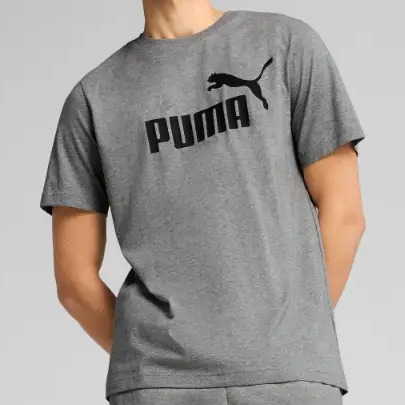 Camiseta Masculina Ess Logo Tee Puma Medium Gray Heather Liso G