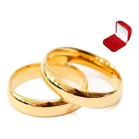 Par De Alianças Ouro 18k Banhada Casamento 4mm