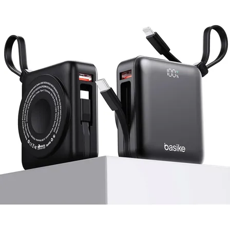 Carregador Portátil Power Bank Basike 10000mah Magsafe Indução 22.5w Turbo Display Magnético iPhone Android