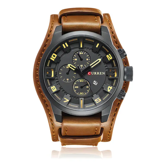 Reloj De Cuarzo De Lujo Para Hombre Curren 8225 Color de la correa Marrón