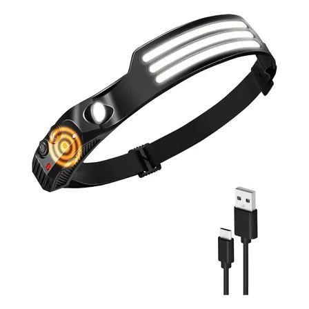 Linterna Vincha Ajustable Minero Touch Luz Blanco Spica MIN-620 Bateria Recargable Color Negro