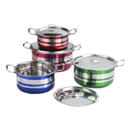 Bateria De Cocina Acero Inoxidable Con 4 Colores 8 Piezas Bateria De Cocina Acero Inoxidable Con 4 Colores 8 Piezas