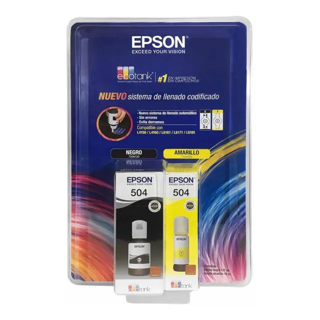 Botellas De Tinta Epson T504 Negra Y Amarilla