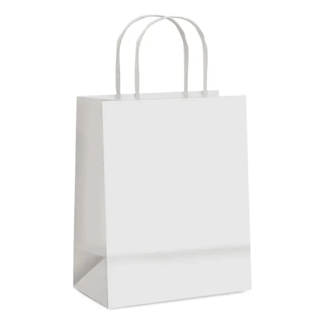Sacola De Papel Branco M 26x19,5x9,5cm Cromus Com 10 Sacolas