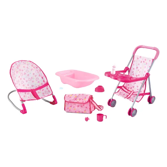 Set De Muñecas 3 En 1 Cuna Mecedora Silla Explorer Fan 4990