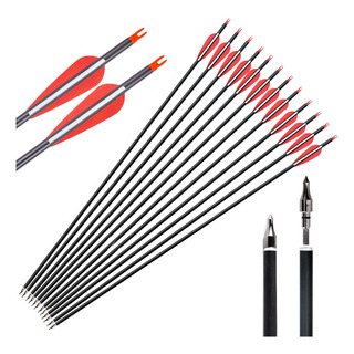 12 Flechas Para Arco Compuesto Recurvo Fibra Carbón7.8mm Kit 12 Flechas Para Arco Compuesto Recurvo Fibra Carbón7.8mm Kit