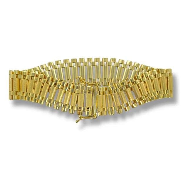 Pulsera Rlx Oro 14k Pulso Presidente Hombre 21cmx1.5cm Ancho Dorado 1.5 Cm 21 Cm