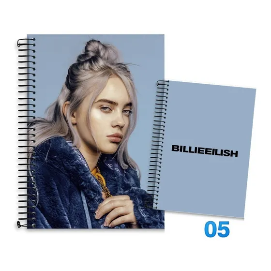 Caderno Billie Eilish 1 Matéria Modelo 2021 Universitário