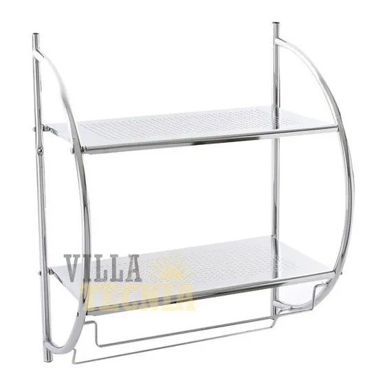 Repisa Tubular Cromada Doble Nivel Para Pared