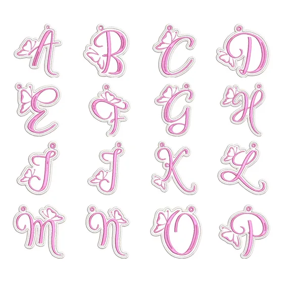Matrices P/bordar Alfabeto/abc Con Mariposa P/llaveros