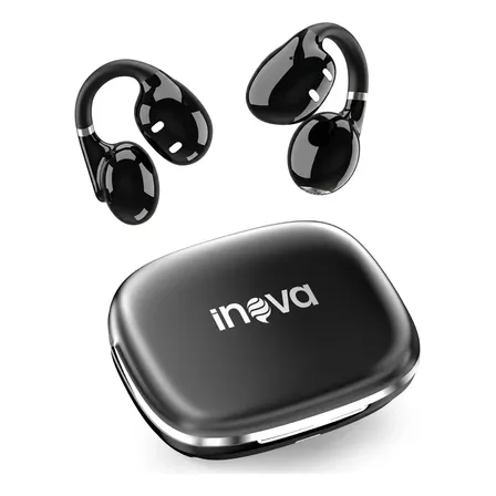 Fone de Ouvido Bluetooth com Ear Clip OWS Bluetooth 6.0 com Microfone e Bateria 30H Preto